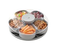Rotating Snack Serving Tray - Food Storage Box with Lid Non Slip Base | Kitchen Picnic Fruit Appetizer Dipping Sauce Party Table Organizer Holder Convenient Easy Use Entertaining Accessory