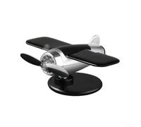 Rotating Solar Airplane Decor for Car Dashboard and Indoor Spaces with Automatic 360 Spin Powered by Sunlight Only (Silver)