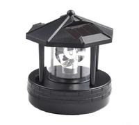 Rotating Solar Lighthouse Garden Light With Dual Panels For Outdoor Lawn Pathway Decor Black And Red Waterproof Street Lamp(black)