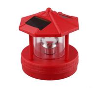 Rotating Solar Lighthouse Light 11cm Auto On/Off ABS Weatherproof Solar Garden Lighthouse 360 Spin Dual Panel Solar Lighthouse Lamp for Lawn Pathway for White LED Rotating Beacon Light 8H Runtime(red)