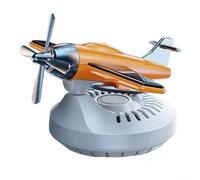 Rotating solar powered aircraft car perfume holder with longlasting fragrance for vehicle air freshener diffuser using advanced solar panel technology for sustainable freshness (Orange white bottom)