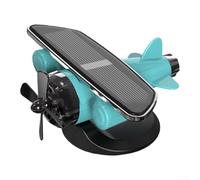 Rotating Solar Powered Airplane Dashboard Accessory for Automotive Interior Decoration and Aviation Themed Setup (Blue)