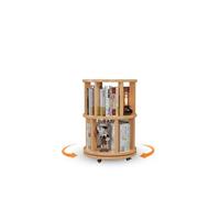 Rotating Solid Wood Bookshelf on Wheels - 5-Tier Corner Storage Cube Space-Saving Original Two-Layer Bookcase for Small Spaces Stylish and Functional Display Shelf