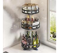 Rotating Spice Rack, Multi-Layer Tier Lazy Susan Turntable, Rotates 360 Degrees, Adjustable Shelves, Double Layer, and A Revolving Design Make it the Perfect Spice Holder ( Color : Svart , Size : 3 la