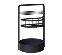 Rotating Spice Rack - PP Metal 28 x 25 x 45 cm | 2-Tier Storage Space on the Worktop | Spice Rack | with Tissue Holder for Kitchen Cabinet, Home, Stove, Apartment, Pantry, Living