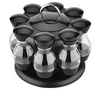 Rotating Spice Rack with Jar, Single Layers Spice Rack Organizer Storage with 8 Jar Bottles, Turntable Cupboard Organizer with Handle Seasoning Organizer Rotating Storage Rack for Home Kitchen S