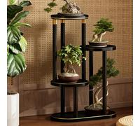 Rotating Spiral Flower Display Stand Multi-tier Solid Wood Plant Stand Heavy-duty Rounded Corners Design Ideal for Courtyards,gardens,living Rooms,and Balconies(4layer)