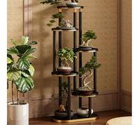 Rotating Spiral Flower Display Stand Multi-tier Solid Wood Plant Stand Heavy-duty Rounded Corners Design Ideal for Courtyards,gardens,living Rooms,and Balconies(6layer)