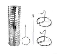 Rotating Stainless Steel Grill Basket For Outdoor Use Featuring Material, Efficient Heat Distribution, And Practical Design With Hooks And Fork(L)