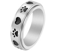Rotating Stainless Steel Ring with Paw Print Heart Cute Pet Jewelry for Women Minimalist Style Gift