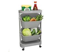 Rotating Storage Rack with Removable Basket, Open Rolling Storage Cart for Bathroom, Laundry Room, Kitchen Organization