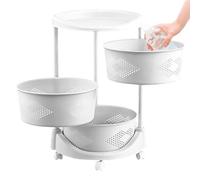 Rotating Storage Shelves, Multi-Layer Round Layer Rack, Removable Basket Organizer On Rolling Wheels In Kitchen Home For Fruits, Grocery