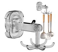 Rotating Suction Cup Compaction Hook - Wall Mounted 6 Mouth Hook Organizer, Multi-Arm Storage Hanger | Bathroom Towel Rack, Kitchen Cabinet Stand, Rotating Hook