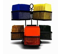 Rotating Tea Bag 2 Tier Storage 8 Pocket Condiment caddyTabletop Spice Seasoning Organiser Space-Saving Vintage Style Portable for Camping Office Kitchen Cafe Camper Van Home Office Notes Organizer