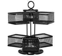 Rotating Tea Bag Organiser 6 Compartments Iron Black Detachable
