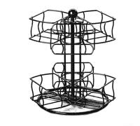 Rotating Tea Bag Organizer Stainless Steel 2-Tier(black)