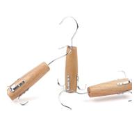 Rotating Tie Rack Hanger with 4 Hooks Wooden Metal Khaki