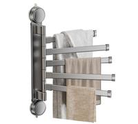 Rotating Towel Bar - Wall Mounted Suction Cup Towel Rack Grey Aluminum Swivel Towel Holder nizer for Bathroom & Kitchen Space-Saving Tea Towel Rail