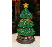 Rotating Trains Tiered Christmas Tree, Christmas Tabletop Decor with LED Lights and Christmas Music - Power Adapter (Included) (15.7" H x 8.3" W x 8.3" D) by Moments in Time