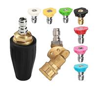 Rotating Turbo Nozzle for Pressure Washer, 4000 PSI High Speed Rotating Nozzle with 7 Spray Nozzle Tips, Pivot Adapter Coupler, 4.0GPM 4.0 Orifice 1/4'' Quick Connect