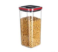 Rotating Twist Top Airtight Jar For Food Storage Snacks For Nuts Dried Fruits Grains PET Clear Container Pantry Organization Tool(2000ml Black and Red)