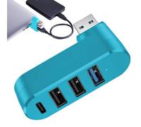 Rotating USB 3.0 Hub - 4 Port Multiport Adapter, 180 Degree Swivel | In-Car Data Extender, High Speed 5Gbps Transfer | Compact Docking Station, Laptop PC Console Splitter, Black Vehicle Accessory