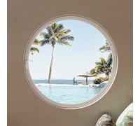 Rotating ventilation window,360° Rotating Porthole Window with Handle - Flush Mount Tempered Glass Pivot for Bathroom, Kitchen, Bedroom & Living Room - Metal Circular Ventilation, White, 39.