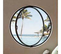 Rotating ventilation window,360° Rotating Round Porthole Window with Handle - Flush Mount Tempered Glass Pivot, Metal Vent for Bathroom, Kitchen, Bedroom & Living Room (Black, 31.4IN/80CM) -