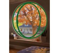 Rotating ventilation window,360° Rotating Round Window - Flush Mount Aluminium Alloy Swivel Tempered Glass for Attic, Bedroom, Kitchen - Stylish Green Design, 3.75cm/29.5in Replacement Solut