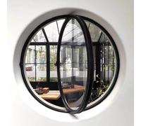 Rotating ventilation window,Black 360° Rotating Circular Window, Flush Mount Bathroom/Bathroom Ventilation with Handles, Reinforced Glass Shed Window Replacement, 45cm/17.7in Diameter