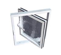 Rotating ventilation window,Small Aluminum Basement Window - 360° Rotating Hopper with 5mm Tempered Glass for Shed, Bathroom, Garage - Durable, Weatherproof, Easy Install (70x70cm/28x28in)