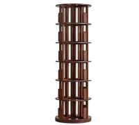 Rotating Walnut Wood Bookshelf Multi layered Sturdy & Stable Perfect for Living Room Bedroom Office Classroom & Study (193 x 45.5 cm) Elegant Storage Solution