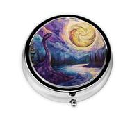 Rotating Water Universe Cute Pill Organizer - AM PM Pill Box, Small & Large Travel Pill Case, Unique Custom Design, Iron Plating, Perfect for Purse and On-The-Go