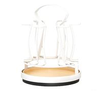 Rotating Wine Glass Holder with 6 Hooks for Tabletop Use in For Kitchen or Dining Room to Keep Glasses Accessible and Reduce Clutter (White)