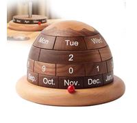 Rotating Wooden Calendar, Detachable Cake-Shaped Desk Calendar, Spherical Perpetual, Desk Accessories, Unique Gift Idea (Walnut)