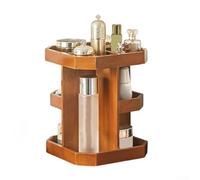 Rotating Wooden Tray for Men Made from Solid Pine Wood with 3-Tier Layout and 9 Compartments for Cologne Watch and Accessory Use (prismatic)