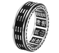 Rotating Yin Yang Titanium Steel Ring Taoist Symbol Jewelry for Men Women Zen Meditation Ring Eastern Philosophy Gift