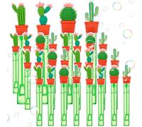 Rotatingpals 24 Pcs Cactus Bubble Wands Bulk Fiesta Cinco De Mayo Western Themed Party Favors Mini Bubble Wands for Cactus Party Supplies Favors