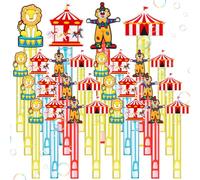 Rotatingpals 24 Pcs Circus Carnival Party Favors Circus Carnival Bubble Wands Bulk Clown Animal Birthday Party Supplies for Kids Baby Shower Classroom Gifts Bag Rewards