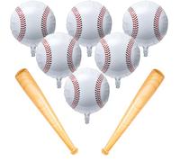 Rotatingpals 8 Pcs Inflatable Baseball Set 2 Piece 30.7 Inches Inflatable Bats 6 Piece 18 Inches Baseball Balloons for Pool, Beach, Birthday Party & Sports Games Party Decorations