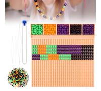 Rotatingpals Pony Beads Fast Stringing Tray Set for 6x9 & 6x6 mm Beads, White Bead Quick Making Board with 3 Beading Needles, Storage Tube & 1000 Halloween Bead for DIY, Bracelet, Festival Gift