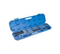 ROTATION 4-Piece Heavy-Duty Pry Bar Set, Forged Chrome Vanadium Steel, Metal Strike Caps, Soft Grip Non-Slip Handles, 30°/75°/90° Angled & Straight Tips, 24” 36” Wrecking Bars with Storage Case, Blue