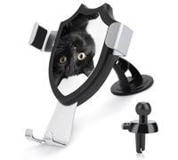 Rotation Car Phone Mount Black Cat Lies Down Phone Holder for Car Dashboard Windshield Vent for All Phones, iPhone, Samsung
