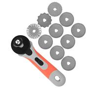 Rotation Cutter 45mm Craft Cutting Tool with 10pcs Blades DIY Fabric Cutter for Paper Fiber Film Leather (45x8x0.3mm45 Round Knife with 10 Blades Set)
