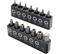 Rotation Star Bit Set, 12 Tamper-Proof Bits, T5-T40 | Torx and Star Format, For Screwdrivers with 1/4 Inch Shank