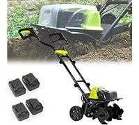Rotavator Cordless Garden Tiller with Rechargeable Battery - Adjustable Cultivator for Cultivated Land WidthPerfect for Vegetable Plots - Includes Charger - Easy Garden Tillage
