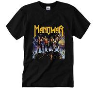 Rote Manowar Fight TH World Short T-Shirt Manowar Band Rock T Shirt XXL Black