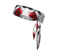 Rote Rose1 (1) Patterned sports headband, perfect for running, fitness and other sports adjustable headband,
