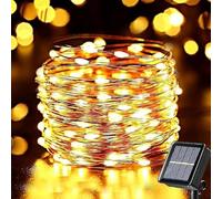 Rotech Illuminate Your Outdoor Space Solar Powered String Lights: 12m, 100 Warm White LEDs, 8 Dynamic Modes, IP65 Waterproof for Garden, Patio & Event Decor