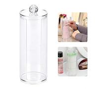 Rotekt Transparent Round Acrylic Cotton Pad Storage Case Organizer, Puff Holder Container, Bathroom Qtip Dispenser Jars Canisters